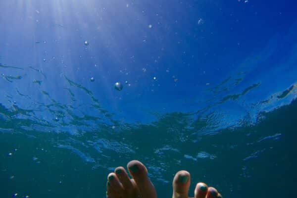 Underwater view of the sky