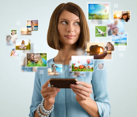 Woman watching video on smartphone