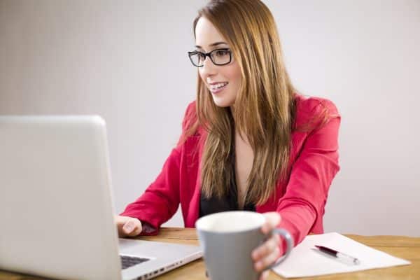 Woman with laptop sticky video