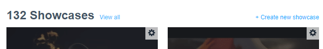 a screenshot of the showcases tab