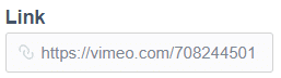 A screenshot of the Vimeo share link