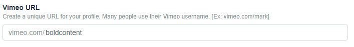 A screenshot of the Vimeo URL Section