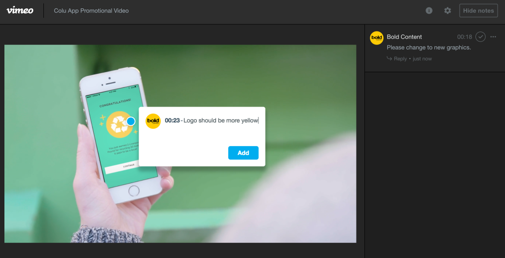 Vimeo Review Timecode