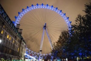 London Eye with blue lights