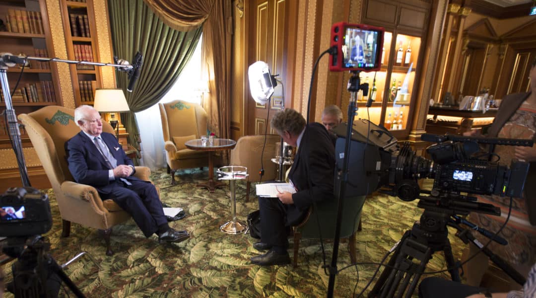 Behind the scenes interview setup