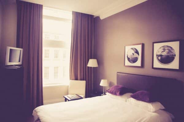 Double bed hotel room