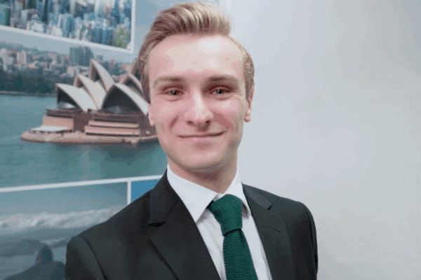 Man smiling on the set of a Bold Content shoot