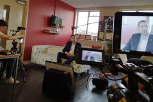 Behind the scenes at an interview shoot by Bold Content