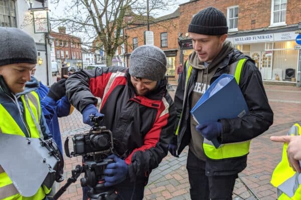 Men looking at camera